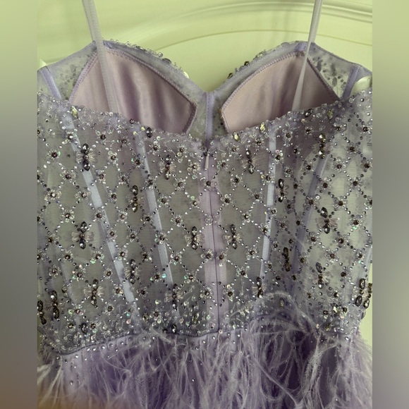 Jovani Beaded High Slit Feather Dress JO07591 - Picture 7 of 11